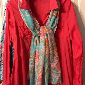 Lilly Pulitzer Camp shirt Jellies Be Jammin’ scarf